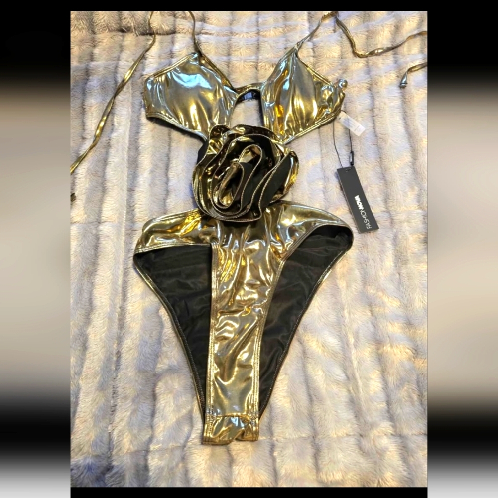 Gold Metallic Women's Bikini Set
